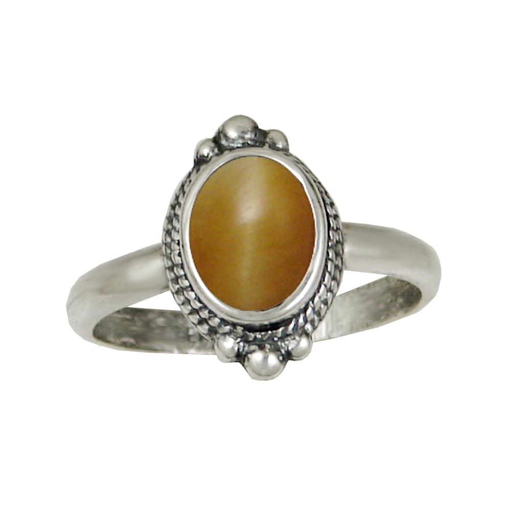 Sterling Silver Gemstone Ring With Honey Tiger Eye Size 5 Sterling Silver Gemstone Ring With Honey Tiger Eye Size 5